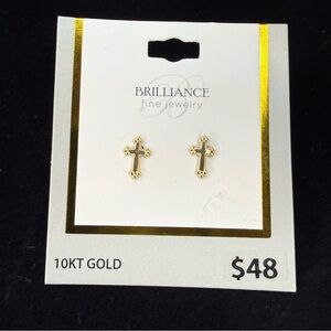 Brilliance 10KT Gold Children’s Cross Earrings Safety Back